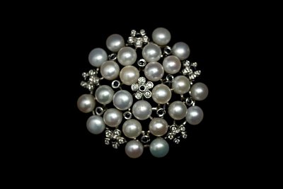 Pearls Diamonds Sapphires Little Flowers Brooch