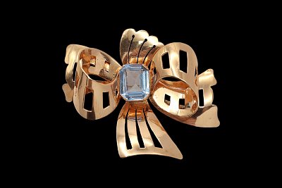 Alfinete Laço Zircónia Azul