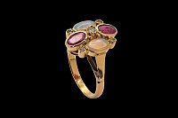 Anel Brilhantes Rubis Opalas