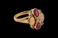 Anel Brilhantes Rubis Opalas