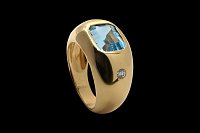 Anillo Diamantes Topacio Azul