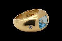 Anillo Diamantes Topacio Azul