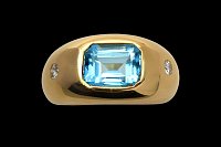 Anillo Diamantes Topacio Azul