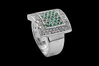 Anel Mesa Brilhantes Esmeraldas