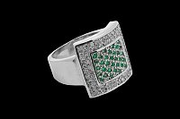 Anel Mesa Brilhantes Esmeraldas