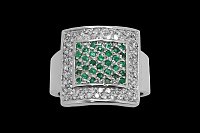Anel Mesa Brilhantes Esmeraldas