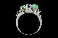 Anel Platina Paládio Brilhantes Safiras Esmeraldas