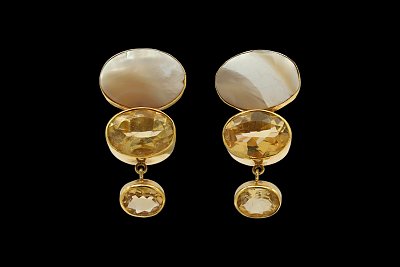 Brincos Madrepérolas Citrinos