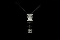 Cadena Tejido Negro Colgantes Diamantes Ónix