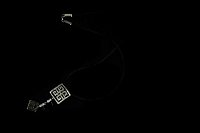 Cadena Tejido Negro Colgantes Diamantes Ónix