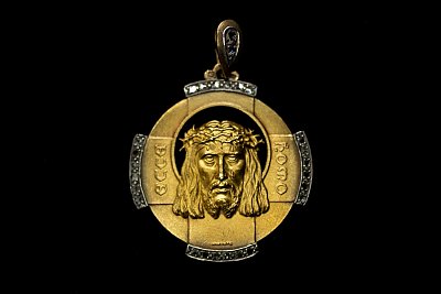Medalha Mista Cara Cristo Diamantes