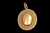 Medalha Oval Flor Ónix Turquesa Zircónia Rosa